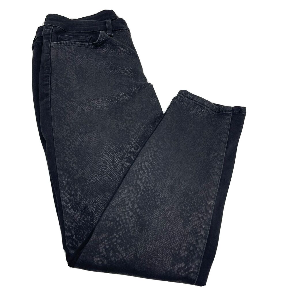William Rast Perfect Ankle Skinny Jeans Black Snake Print Sz 29